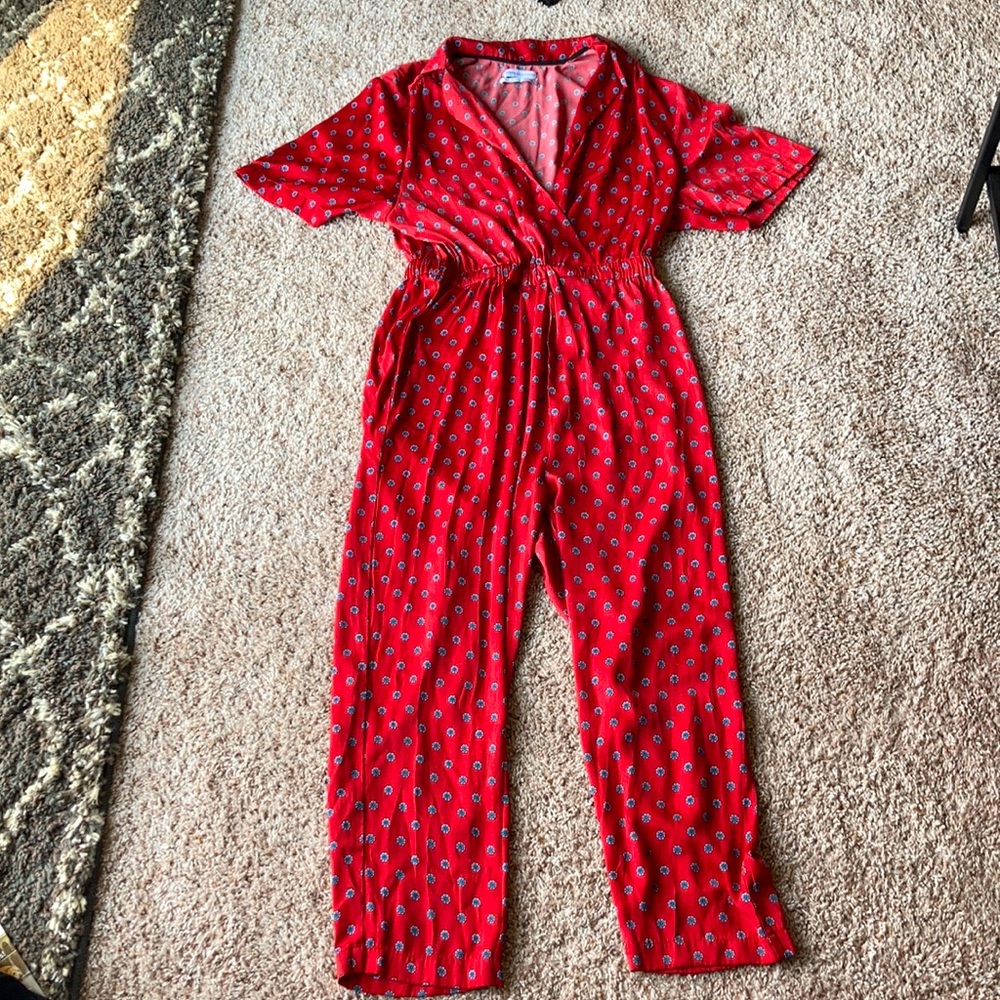 Urban Outfitters Red Floral Jumpsuit Size Medium